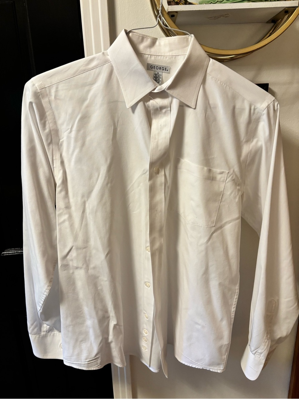 George White Men's Long-Sleeve Dress Shirt with Chest Pocket